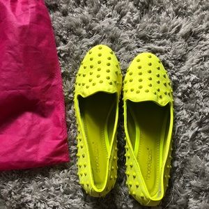 Neon loafers/flats with spikes